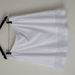 IMNYC Isaac Mizrahi Women's White Eyelet Lace Skirt- Size XL- New!
